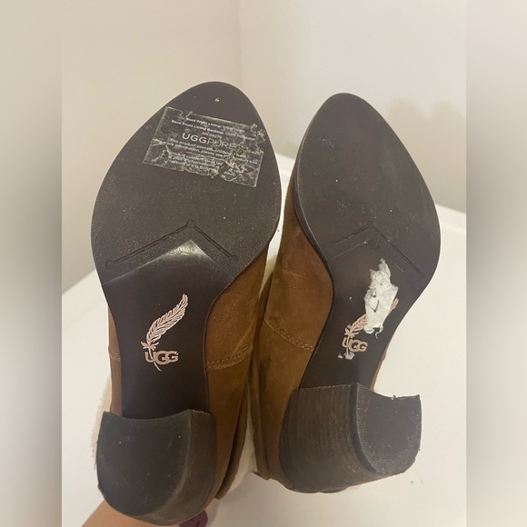 UGG Layna Shearling Brown Suede Fold Cuff Boots 6 - Picture 4 of 7